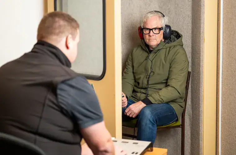 A candidate undergoing a pre-employment hearing assessment
